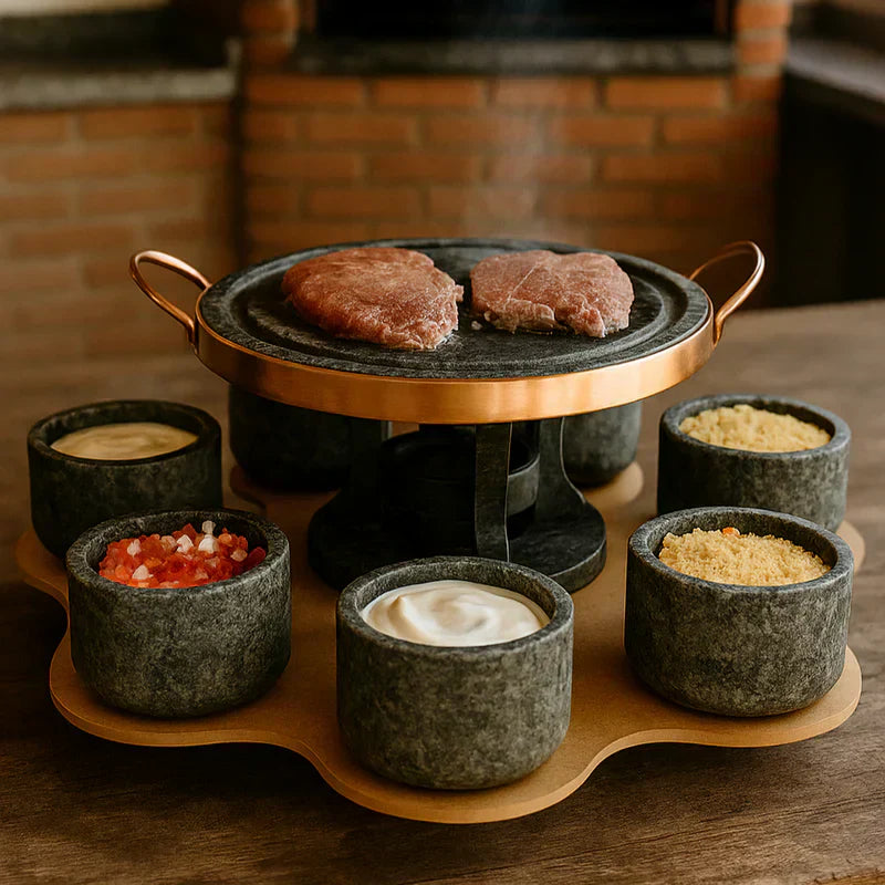 Conjunto Para Churrasco Com Base Giratória - 9 Peças