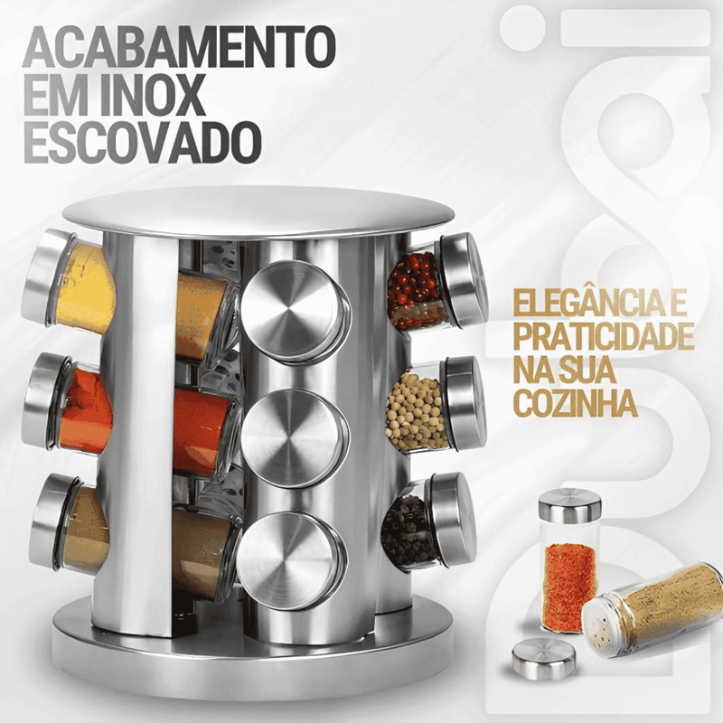 Porta Temperos e Condimentos Giratório 12 Peças