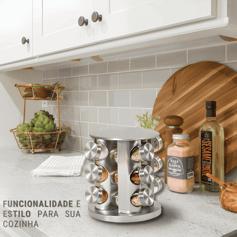 Porta Temperos e Condimentos Giratório 12 Peças