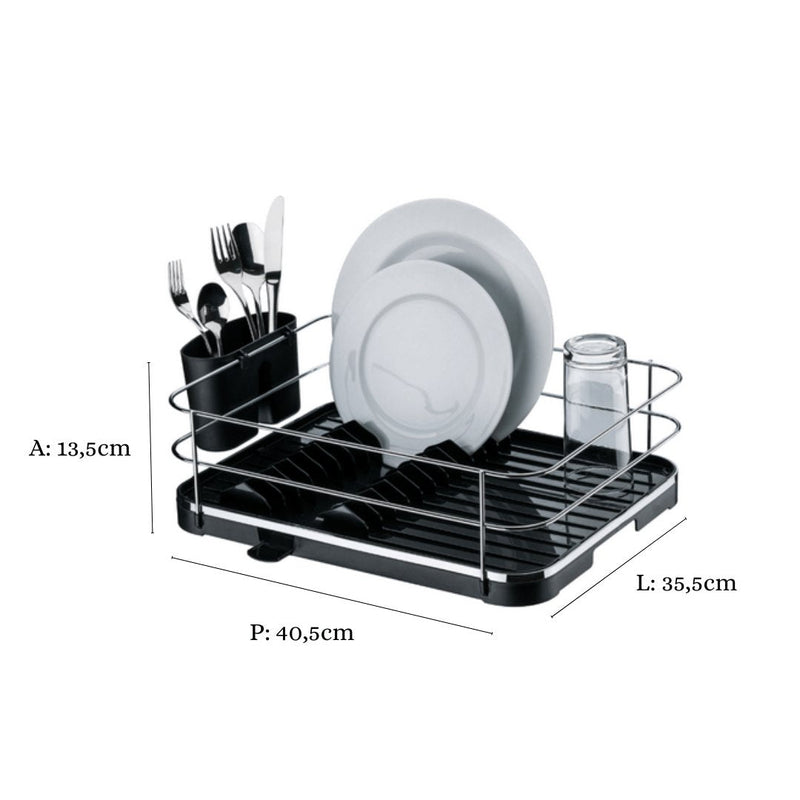 Escorredor de Louças Preto e Cromado